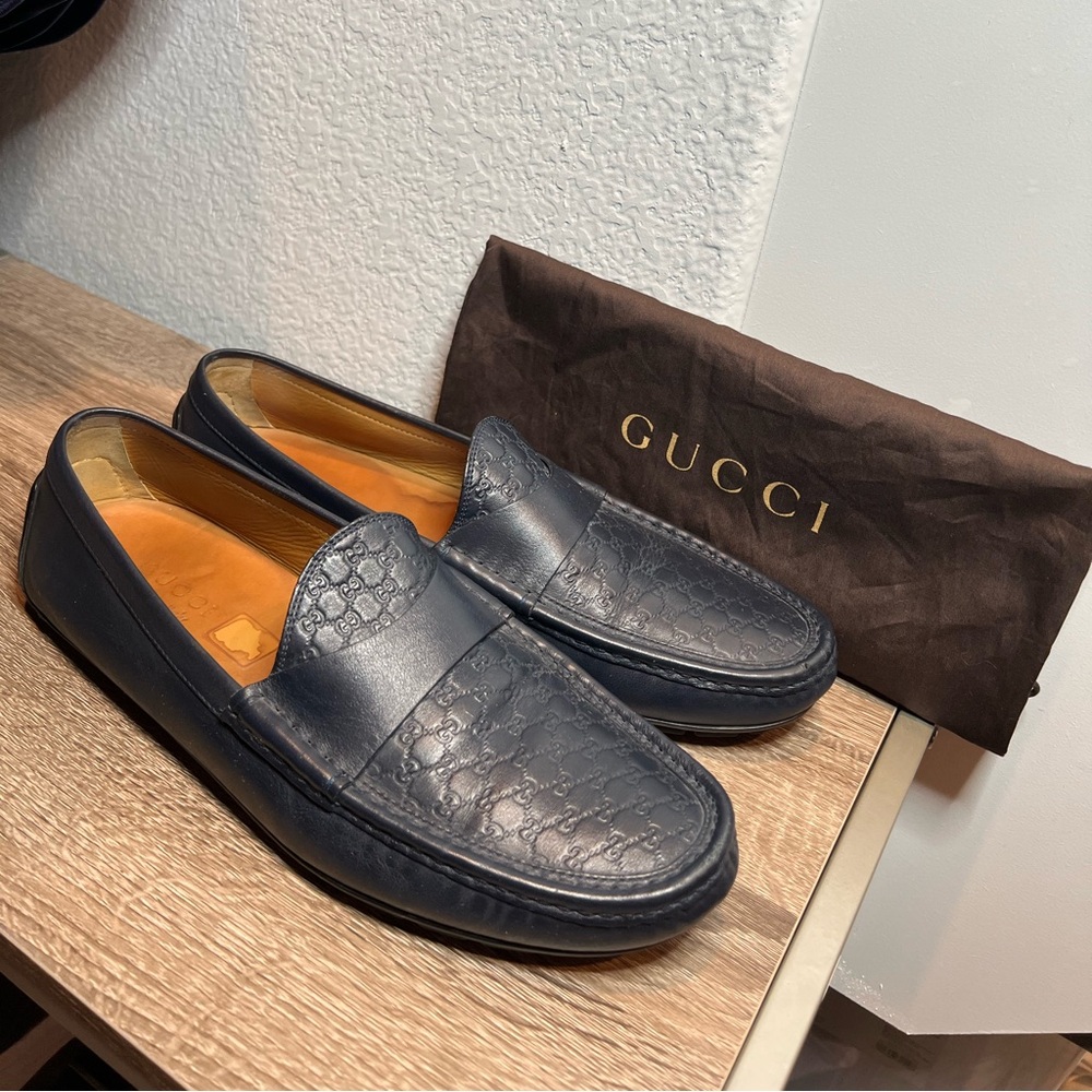 Gucci loafers for men in navy blue